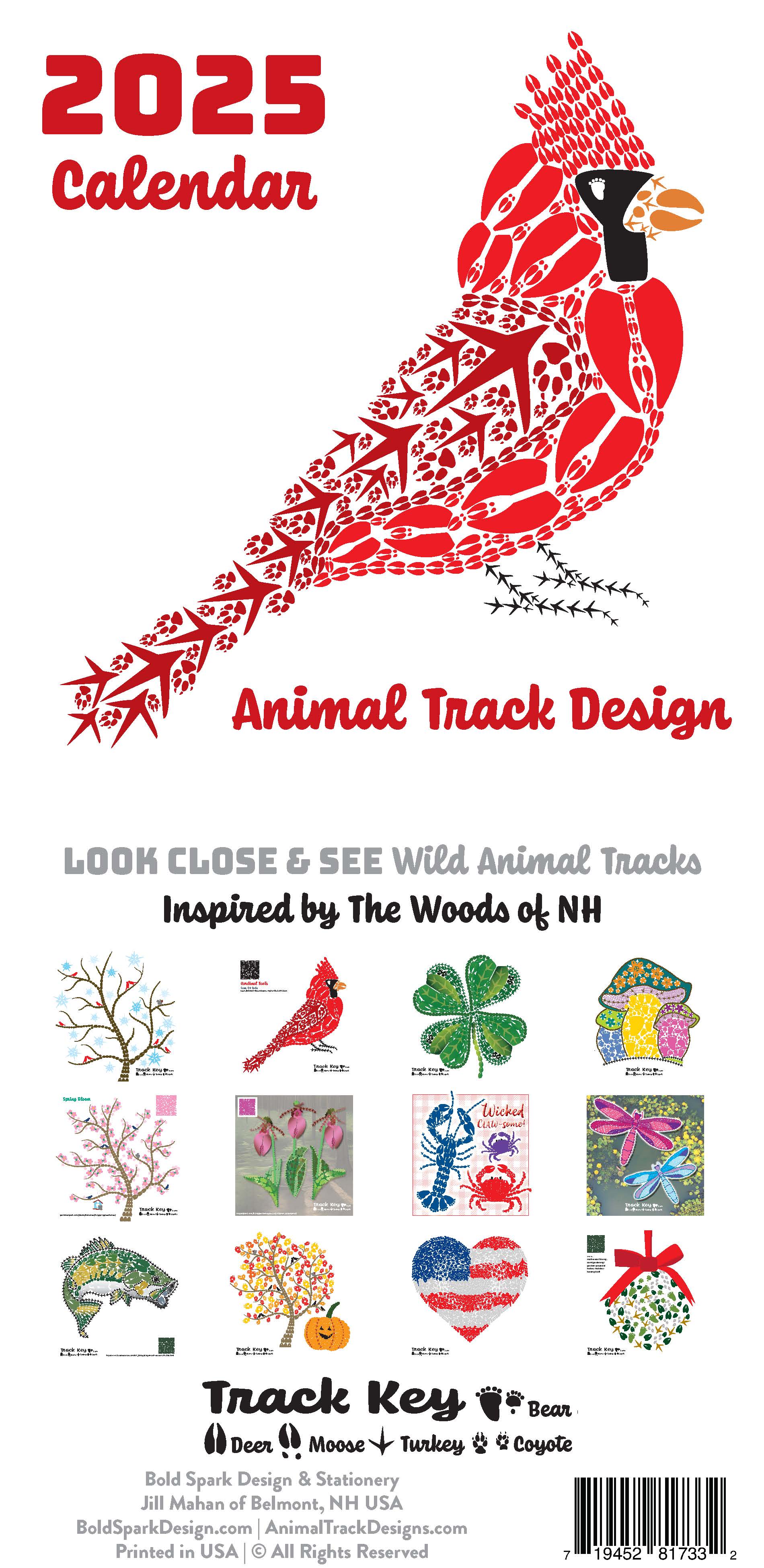 2025 Animal Track Calendar Bold Spark Design & Stationery